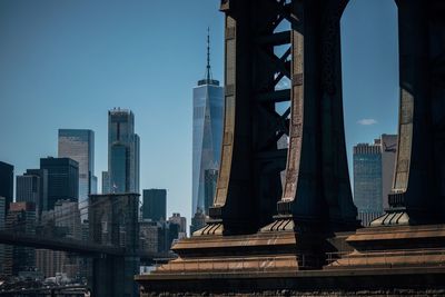 Low angle view of skyscrapers against sky