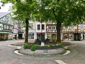 View of fountain in garden