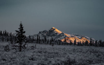 Scenic view of snowcapped mountain against sky