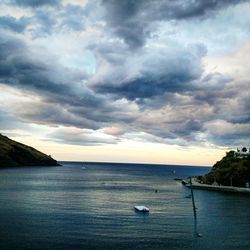 Scenic view of sea against cloudy sky