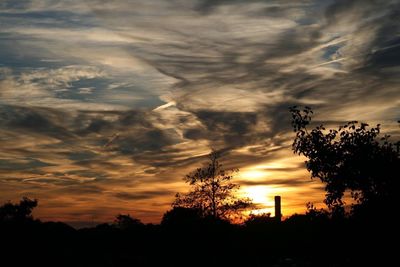 Silhouette trees against scenic sky