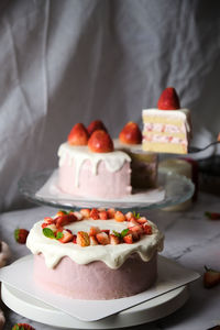 Close-up of cake served in plate