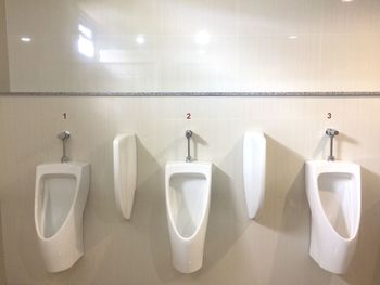 Urinals in empty bathroom