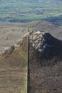 The mourne wall crossing wee binnian in the mourne mountains