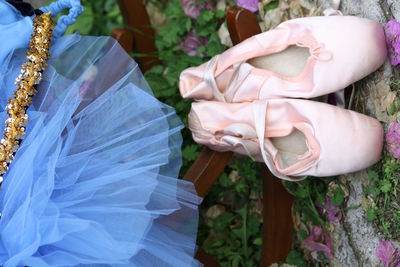 Directly above shot of ballet shoes