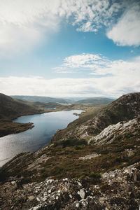 Scenic view of sea against lake