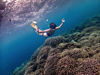 Freediving young girl