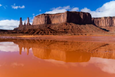 Reflection of rock formations in water