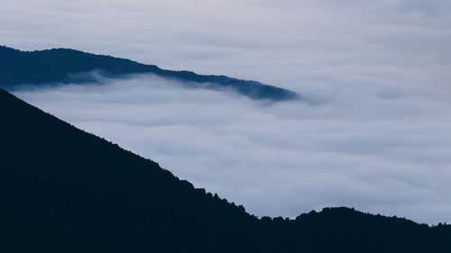 Silhouette of mountain against sky