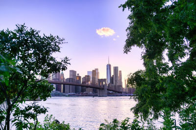 Bridge over river against sky