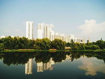 Reflection of buildings in water