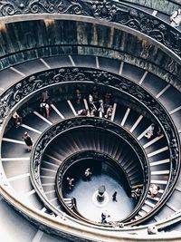High angle view of spiral staircase of building