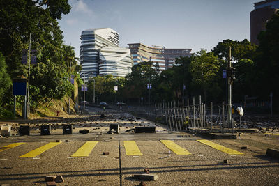 View of city street against sky