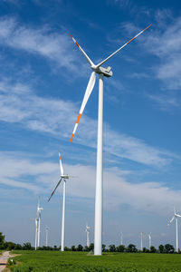 Modern wind energy plants seen in rural germany