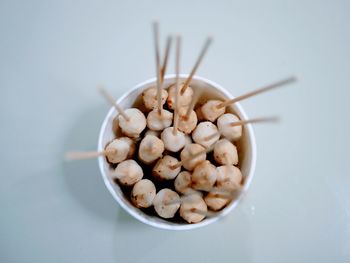 High angle view of breakfast in bowl on table