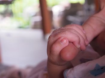 Close-up of baby hand