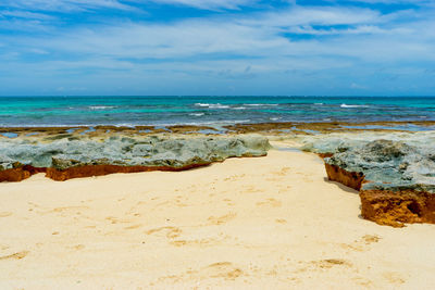 Scenic view of beach against sky