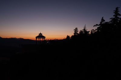 Silhouette temple against sky during sunset