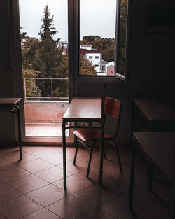 Empty chairs and table at home