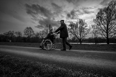 Boy running in park