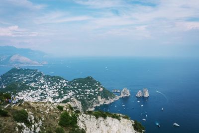 High angle view of sea against sky