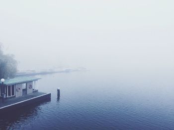 Scenic view of sea during foggy weather