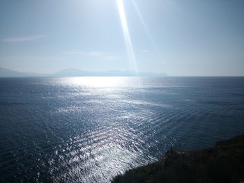 Scenic view of sea against sky on sunny day