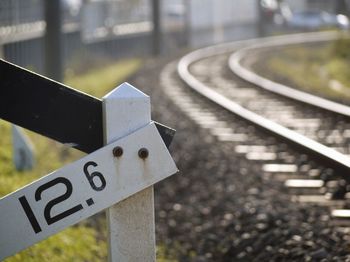 Close-up of information sign