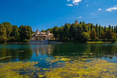 View of po river and old castle in turin, italy.