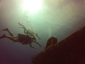 Person swimming in sea