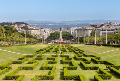 Panoramic view of city buildings against sky