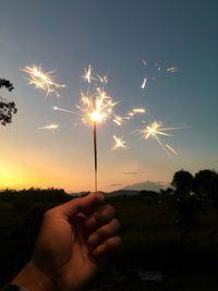 Firework display at night