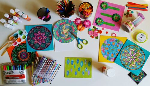 Close-up of objects on table