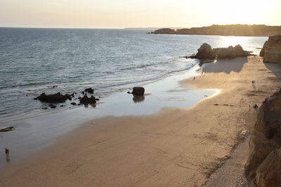 High angle view of people on beach