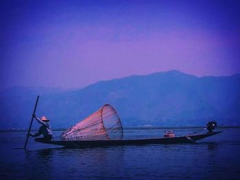 Boat sailing in sea