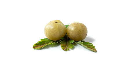 Close-up of fruits against white background