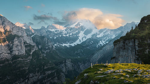 Scenic view of mountains against sky