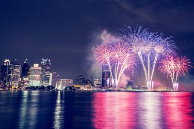 Fireworks and illuminated city