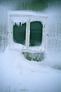 Close-up of snow on window