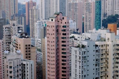 High angle view of buildings in city