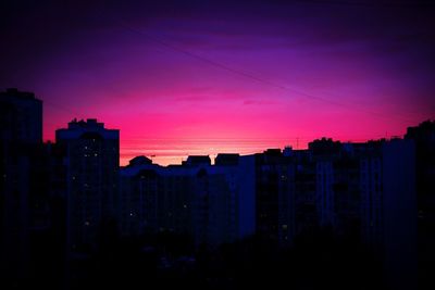 Cityscape against sky during sunset