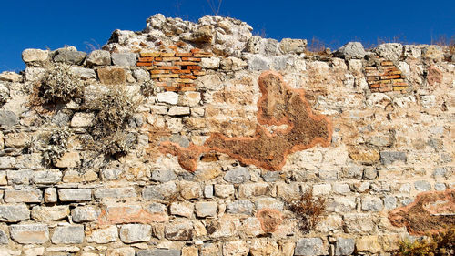 Low angle view of weathered wall
