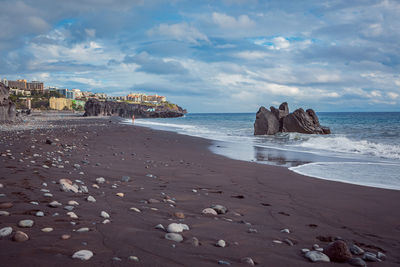 Scenic view of beach against sky