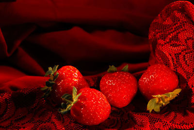 Close-up of strawberries on table