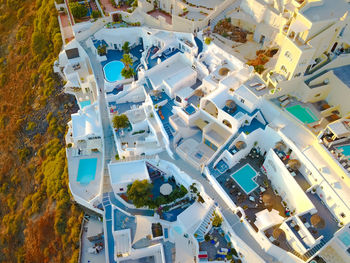 High angle view of buildings in city