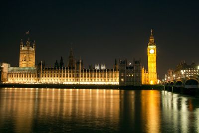 View of illuminated city at night