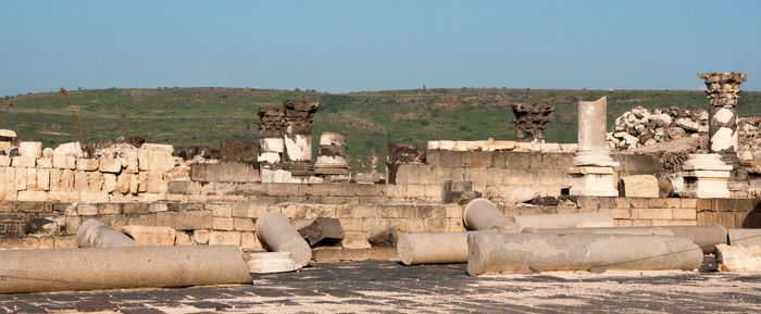 View of old ruins against clear sky