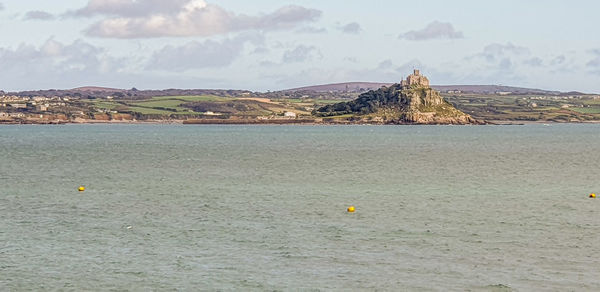 Scenic view of sea against cloudy sky