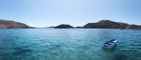 Scenic view of sea against clear sky