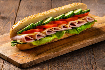 Close-up of food on cutting board